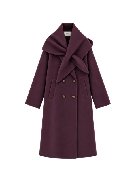 SOLOTRE double-breasted scarf-collar coat
