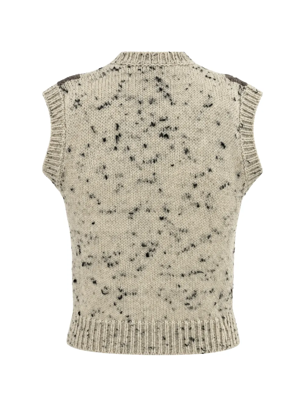 SOLOTRE Trui met argyle patroon en V-hals Beige