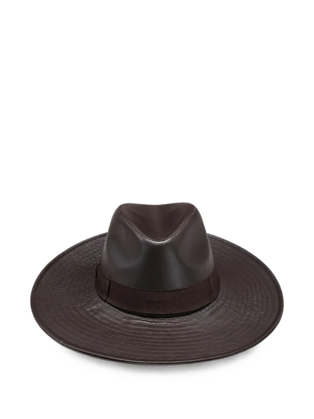 Borsalino leather wide-brim hat