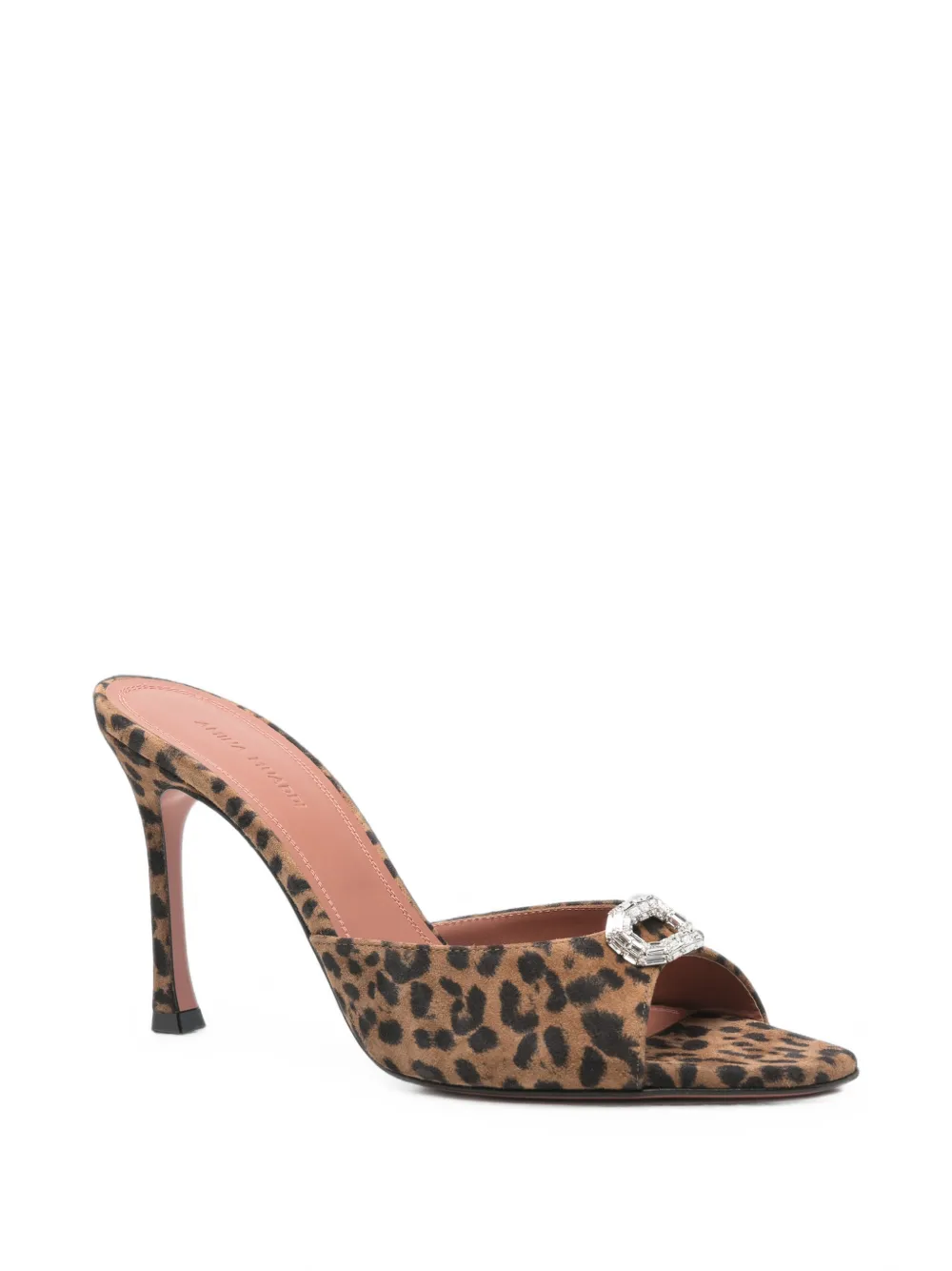 Amina Muaddi Mini Camelia crystal-embellished leopard-print sandals Bruin