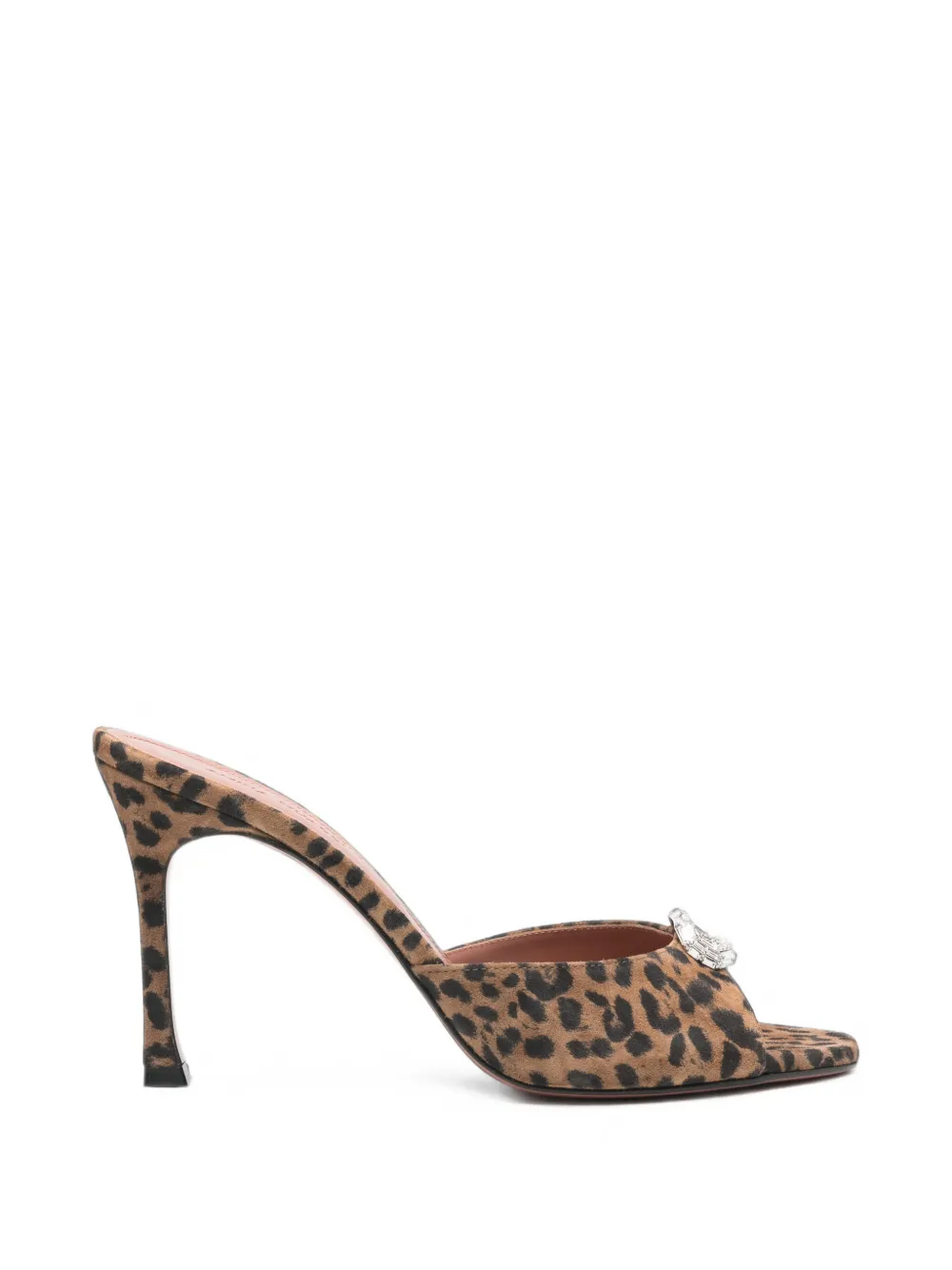 Amina Muaddi Mini Camelia crystal-embellished leopard-print sandals Bruin