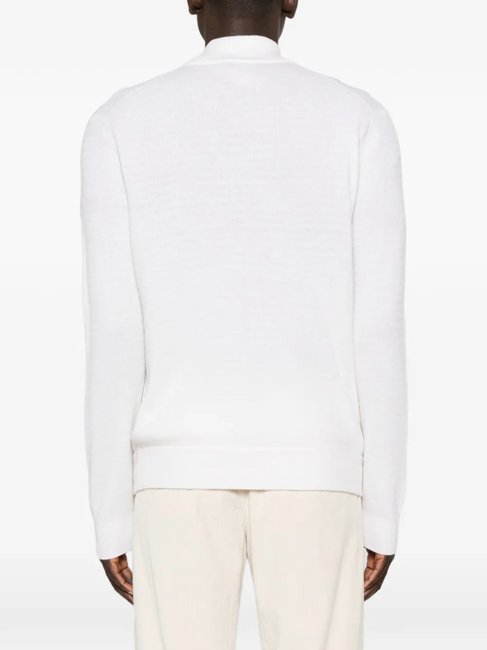 Canali Wafelgebreide trui met halve rits Wit