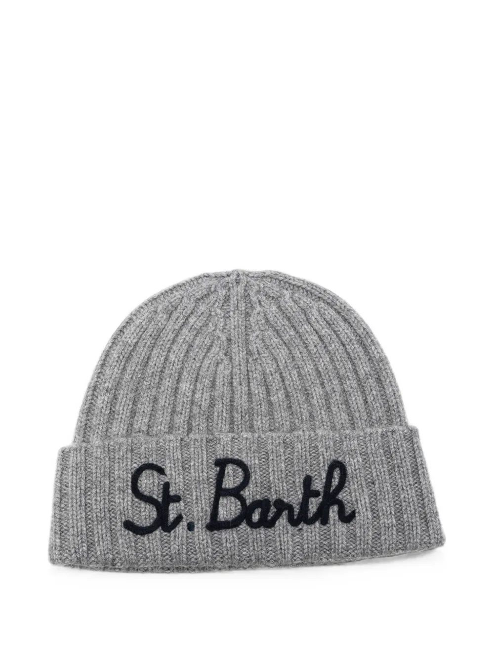 MC2 Saint Barth Kids bonnet côtelé à logo brodé - Gris MC2 Saint Barth Kids bonnet côtelé à logo brodé - Gris