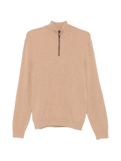 Canali quarter-zip waffle-knit sweater