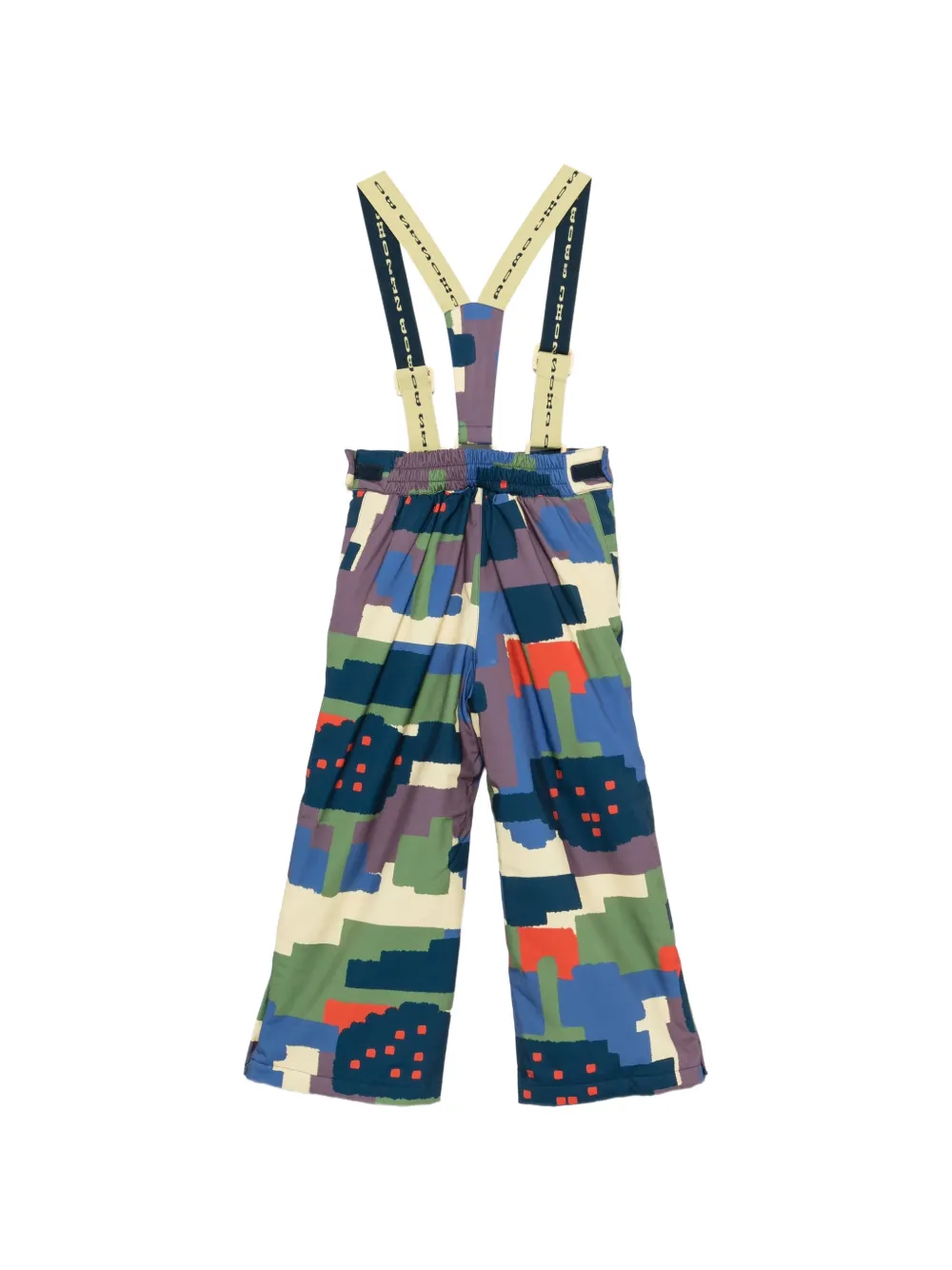 Bobo Choses Skituinbroek met bretels en abstracte print Blauw