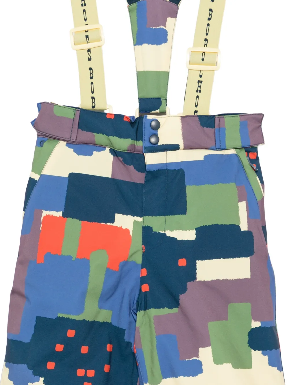 Bobo Choses Skituinbroek met bretels en abstracte print Blauw