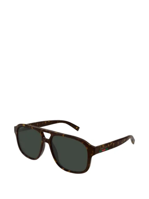 Gucci tortoiseshell-effect pilot-frame sunglasses