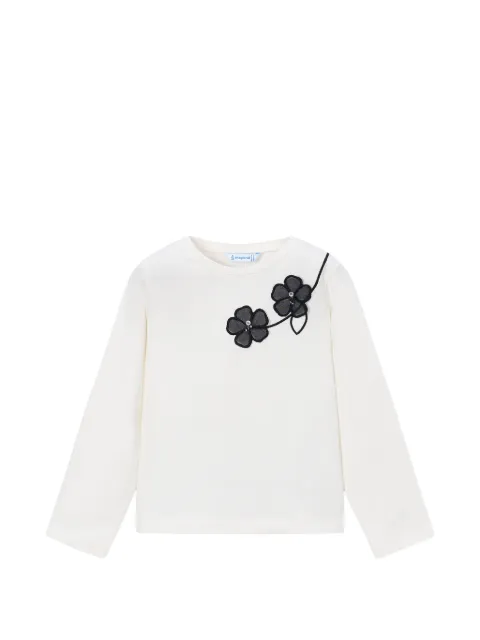 Mayoral floral-appliqué long-sleeve T-shirt