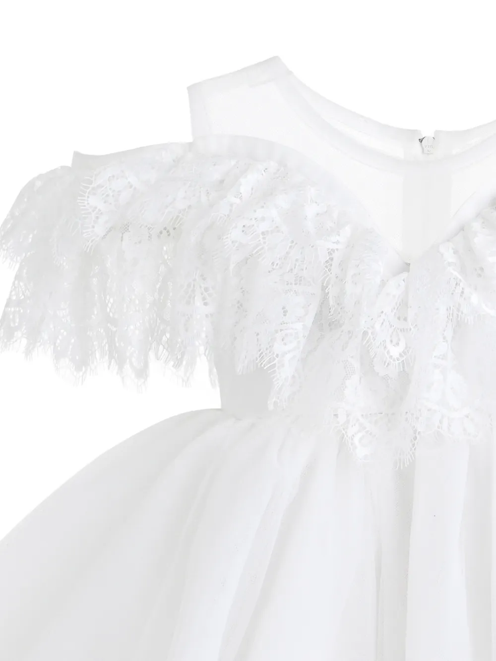 Tulleen Estelle off-shoulder jurk met kant Wit