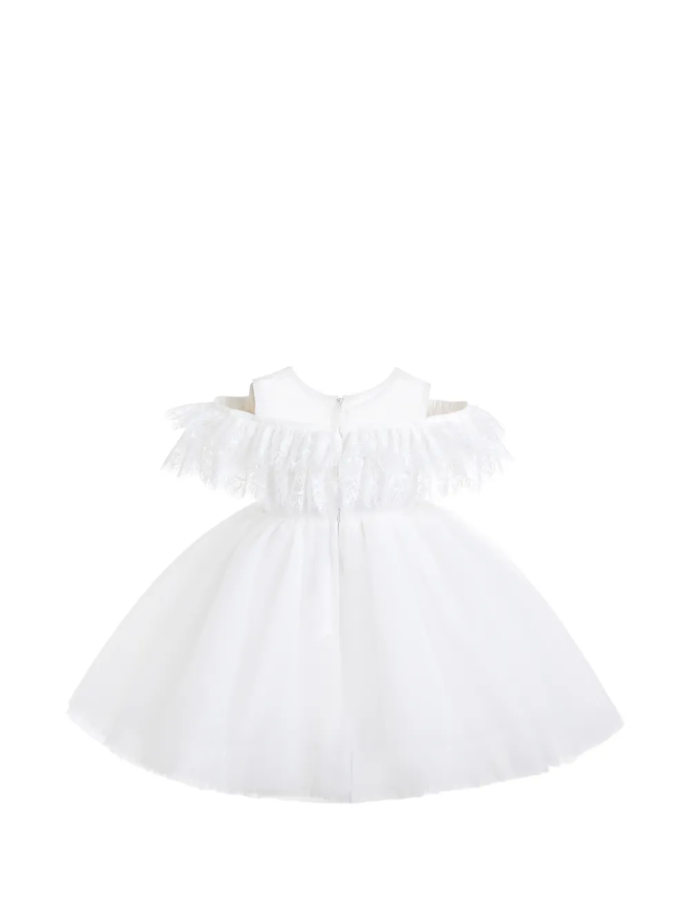 Tulleen Estelle off-shoulder jurk met kant Wit
