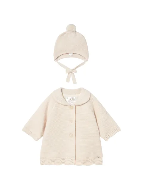 Mayoral scalloped-edge knit hat and jacket