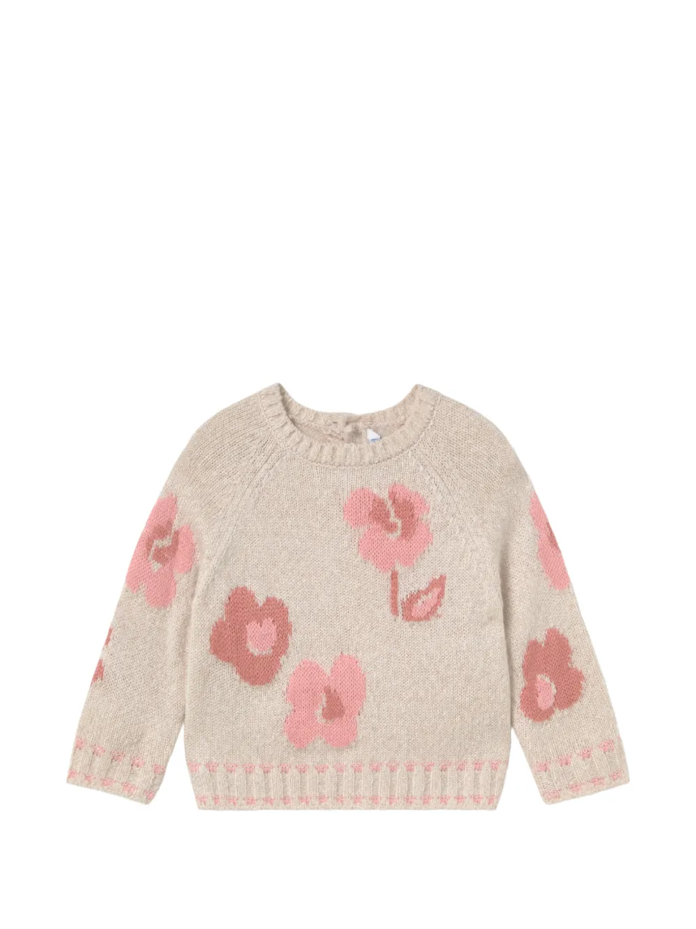 Mayoral Babies' Floral-jacquard Sweater In Neutral