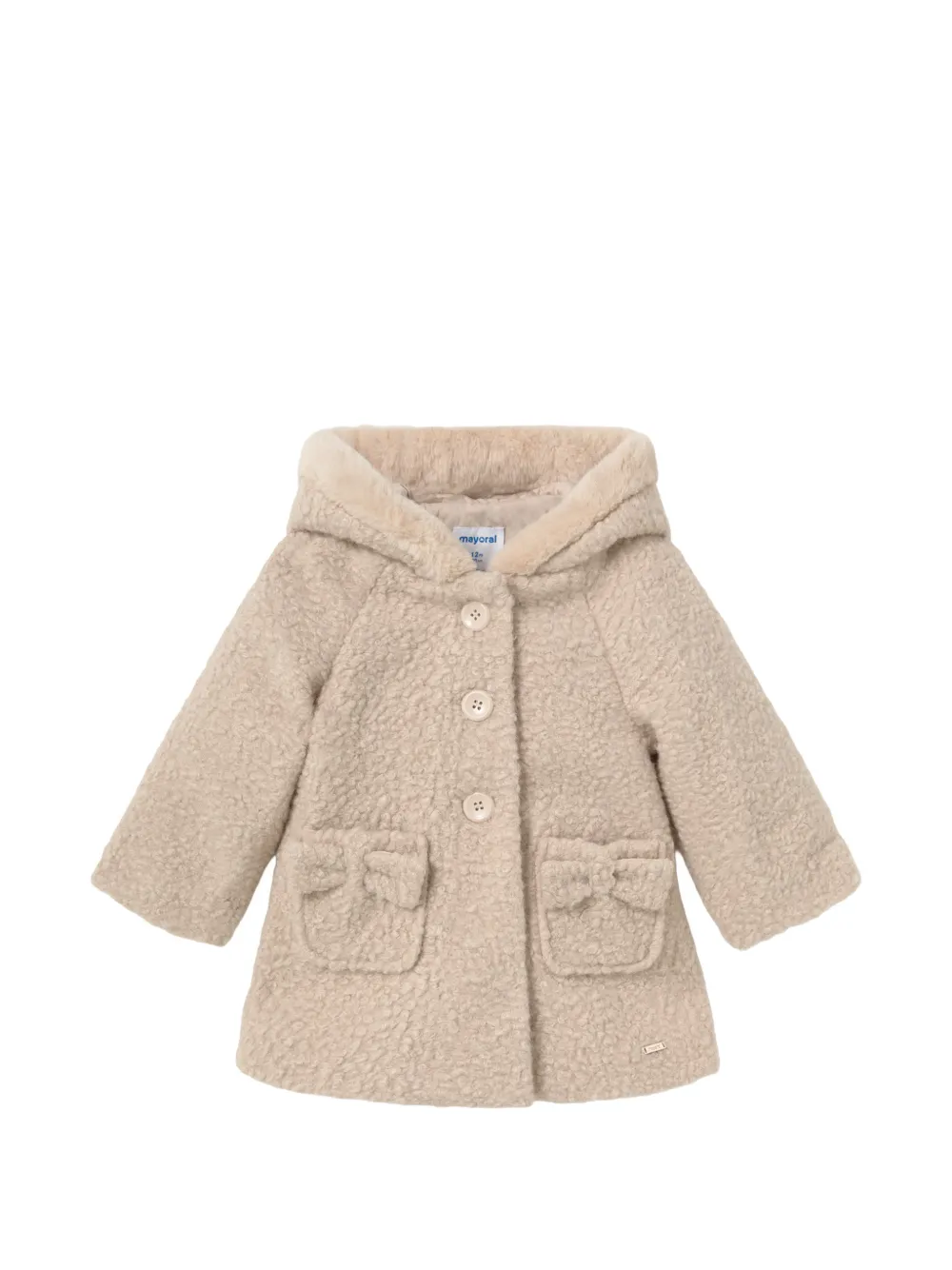 Mayoral Babies' Bow-detail Hooded Coat In Gold