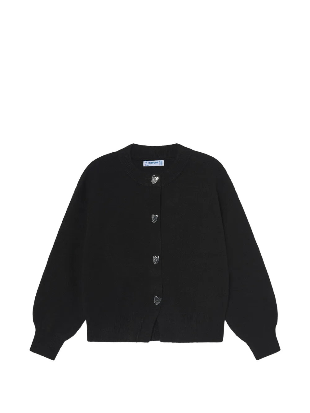 Mayoral heart-button fine-knit cardigan - Black