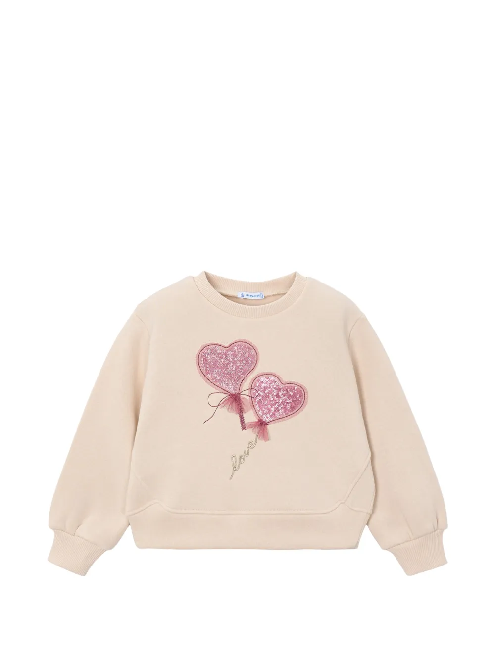Mayoral Kids' Sequin-embellished Heart-patch Sweater In Gold