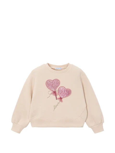 Mayoral sequin-embellished heart-patch sweater