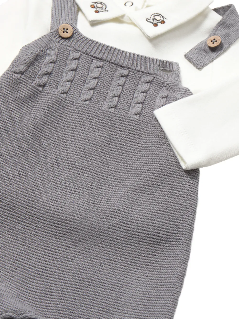 Mayoral cable-knit striped ensemble (set of three) Grijs