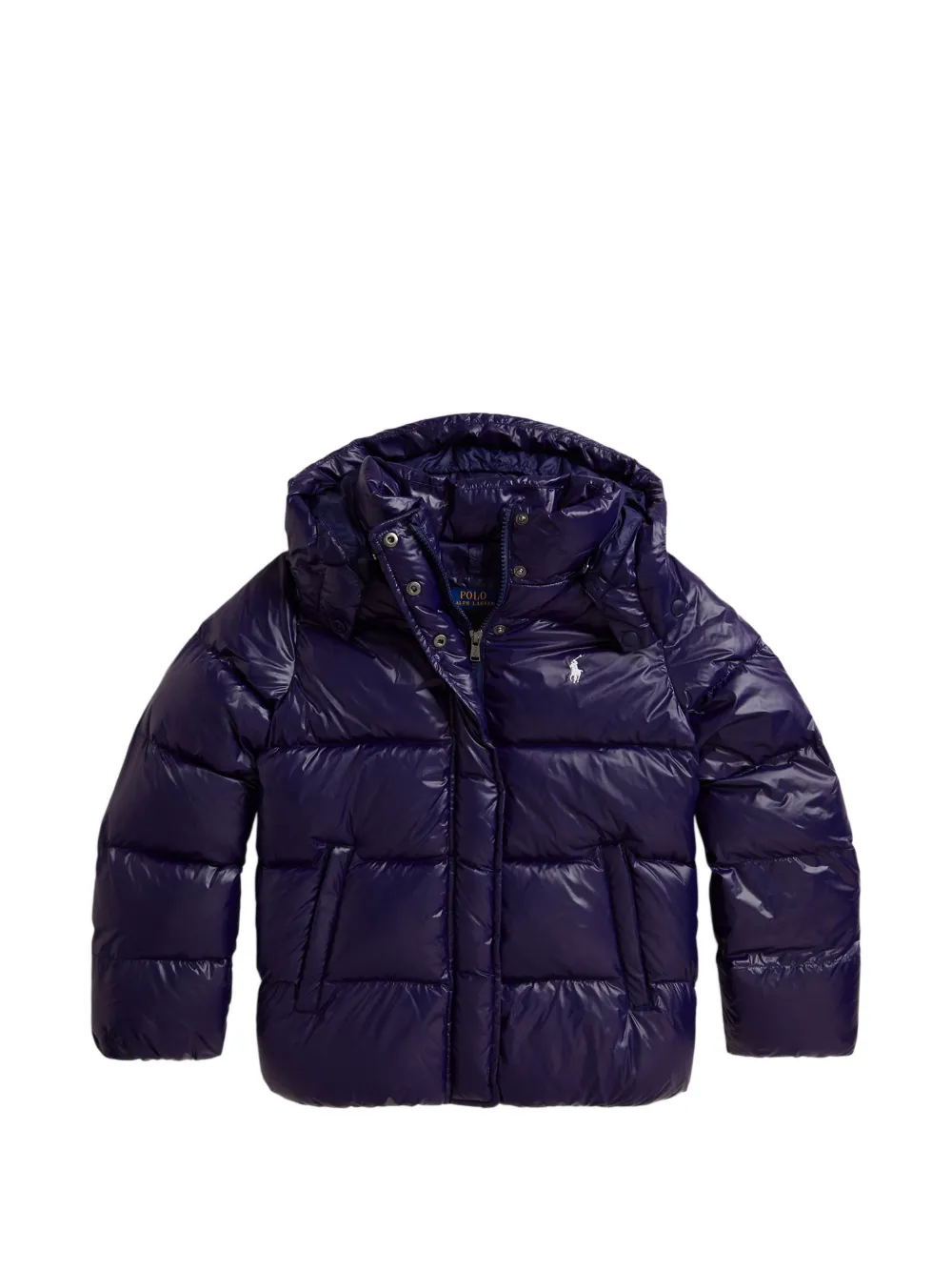 POLO RALPH LAUREN KIDS glossy down hooded jacket Blauw