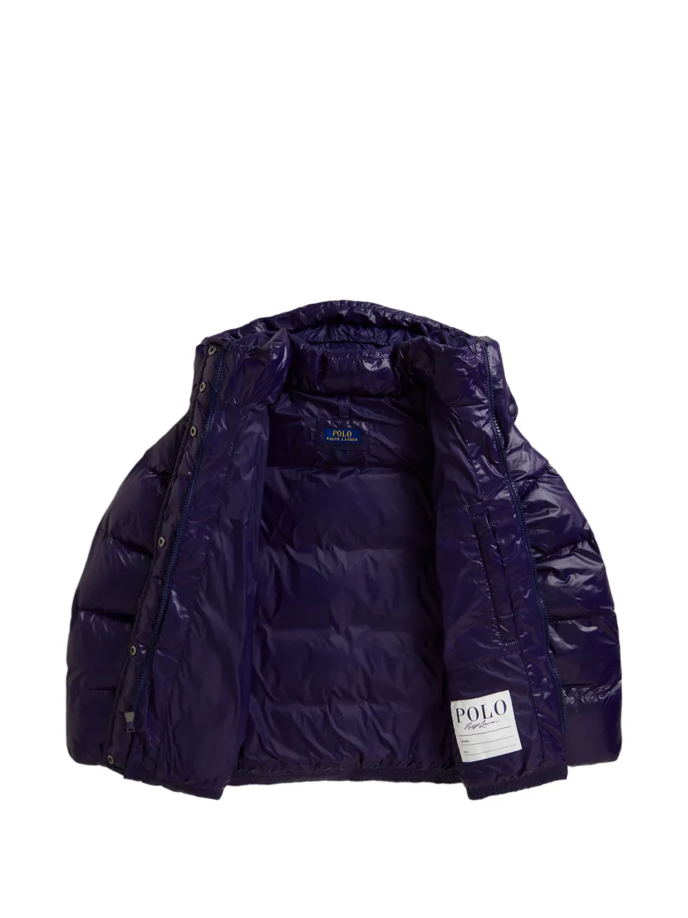 POLO RALPH LAUREN KIDS glossy down hooded jacket Blauw