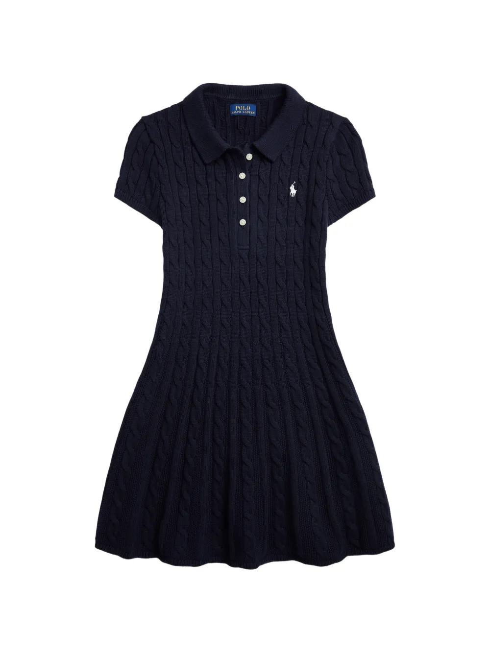 POLO RALPH LAUREN KIDS robe-polo en maille torsadée - Bleu