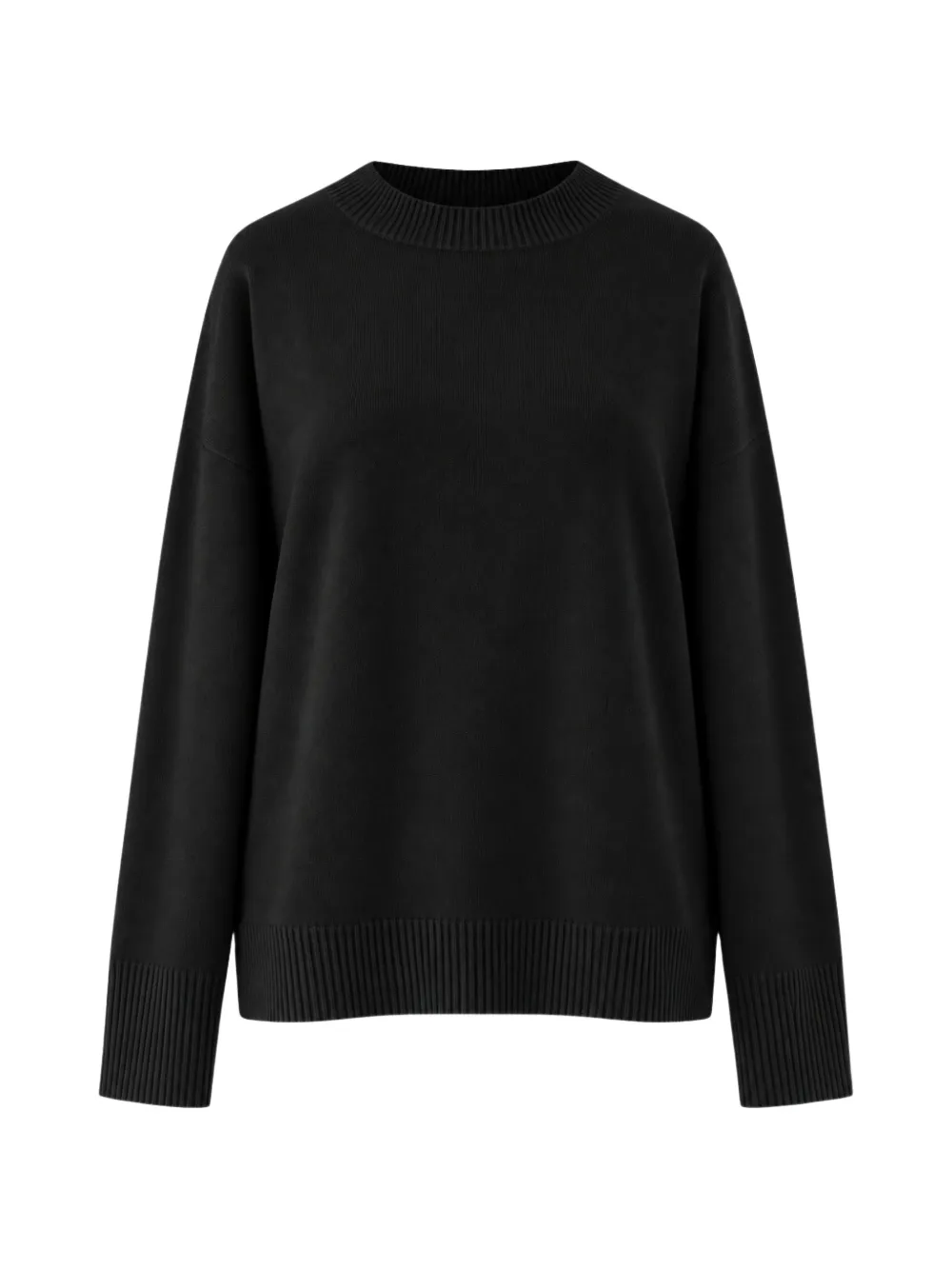 SOLOTRE pull nervuré à épaules tombantes - Noir SOLOTRE pull nervuré à épaules tombantes - Noir