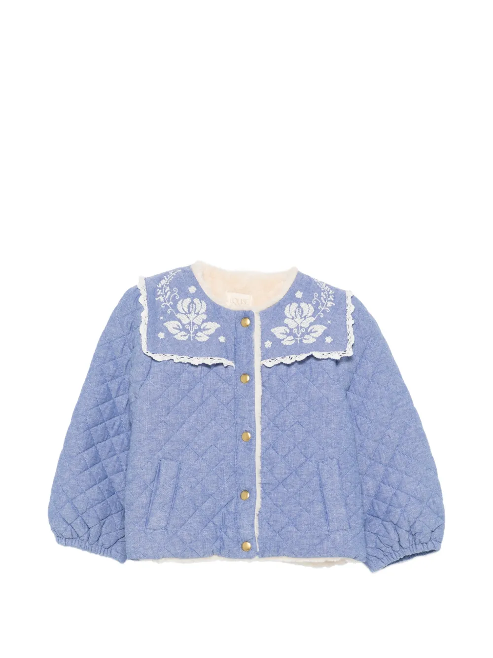 LOUISE MISHA KIDS quilted embroidered jacket - Blu