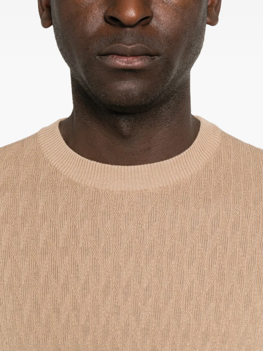 Canali textured-knit short-sleeves T-shirt Beige