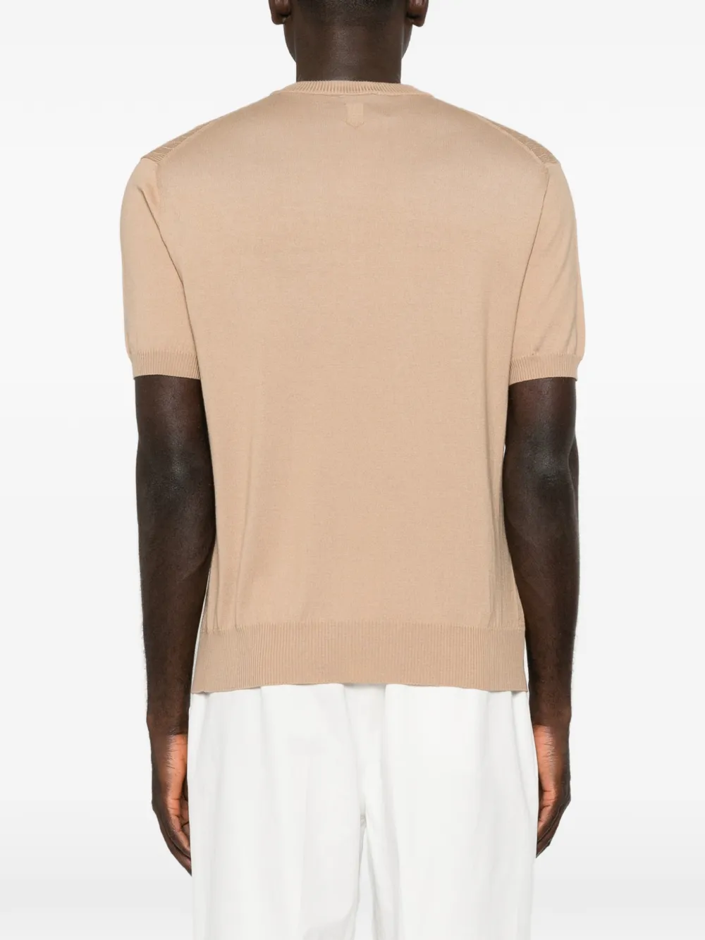 Canali textured-knit short-sleeves T-shirt Beige