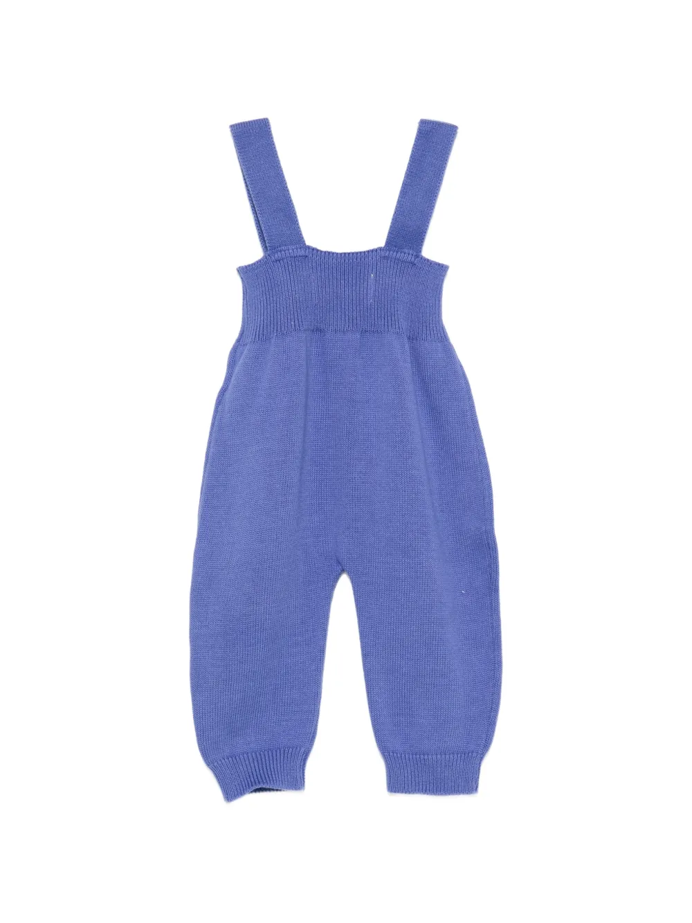 Bobo Choses flower-embroidered knitted dungarees Blauw