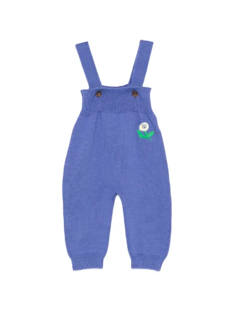Bobo Choses flower-embroidered knitted dungarees