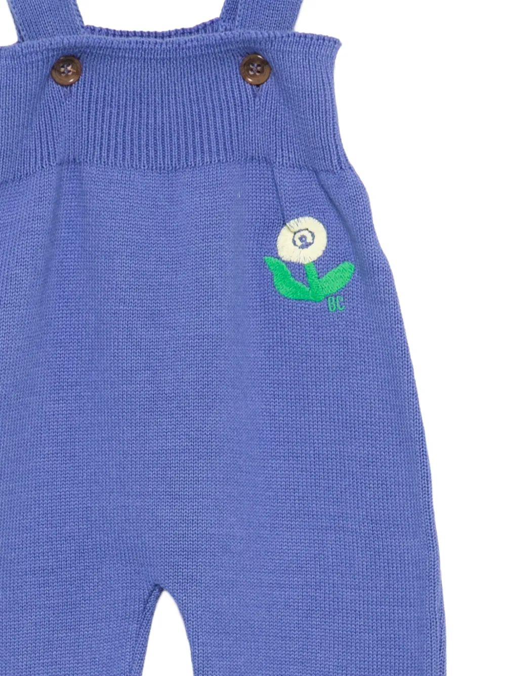 Bobo Choses flower-embroidered knitted dungarees Blauw