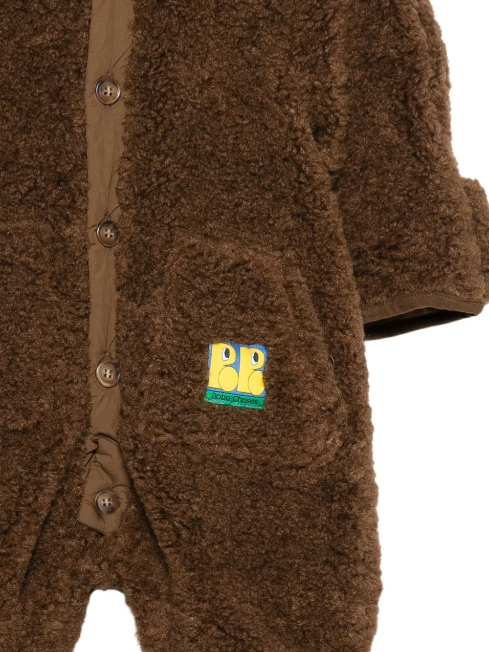Bobo Choses Romper met fleecetextuur en capuchon Bruin