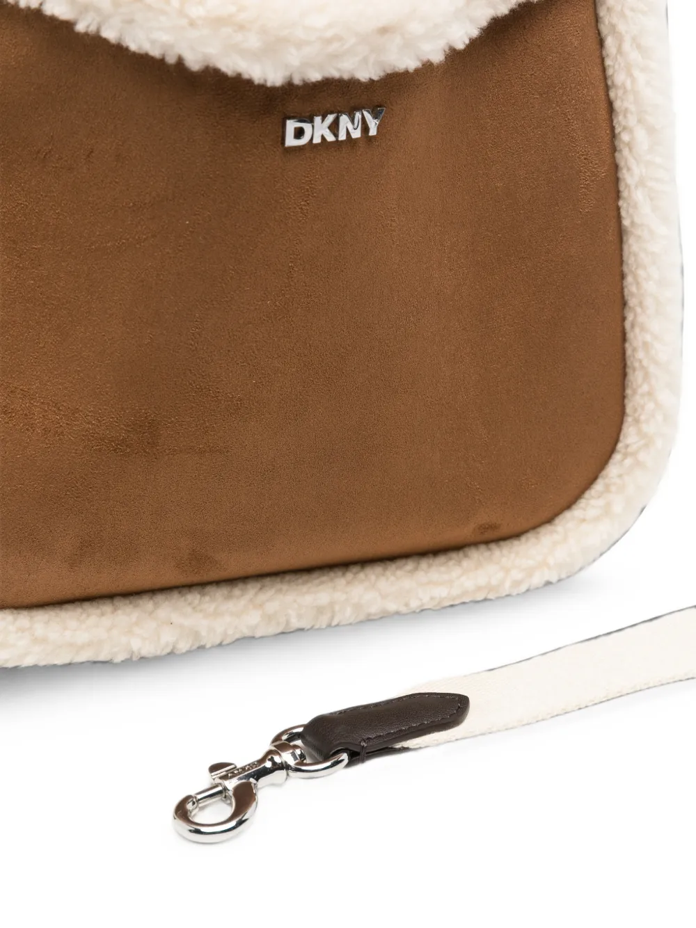 DKNY Shopper met lammy afwerking en logo-plakkaat Bruin