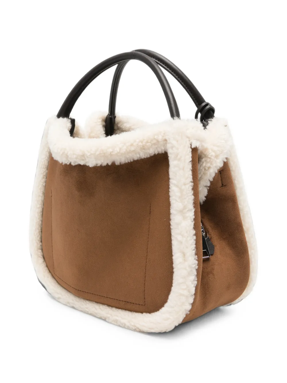DKNY Shopper met lammy afwerking en logo-plakkaat Bruin