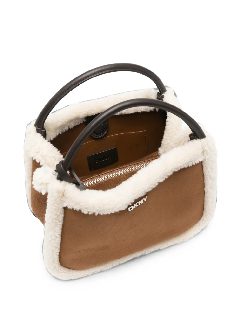 DKNY Shopper met lammy afwerking en logo-plakkaat Bruin