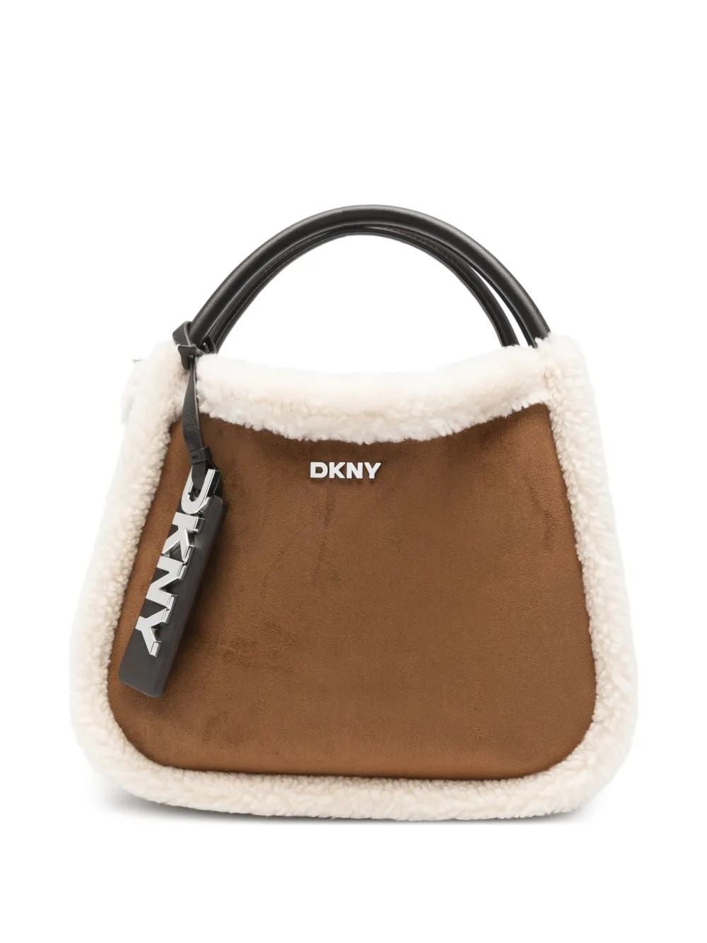 DKNY cabas à plaque logo et finitions en peau lainée - Marron
