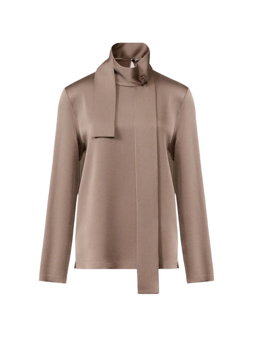 Fabiana Filippi Enver scarf-detail brooch-embellished top - Marrone