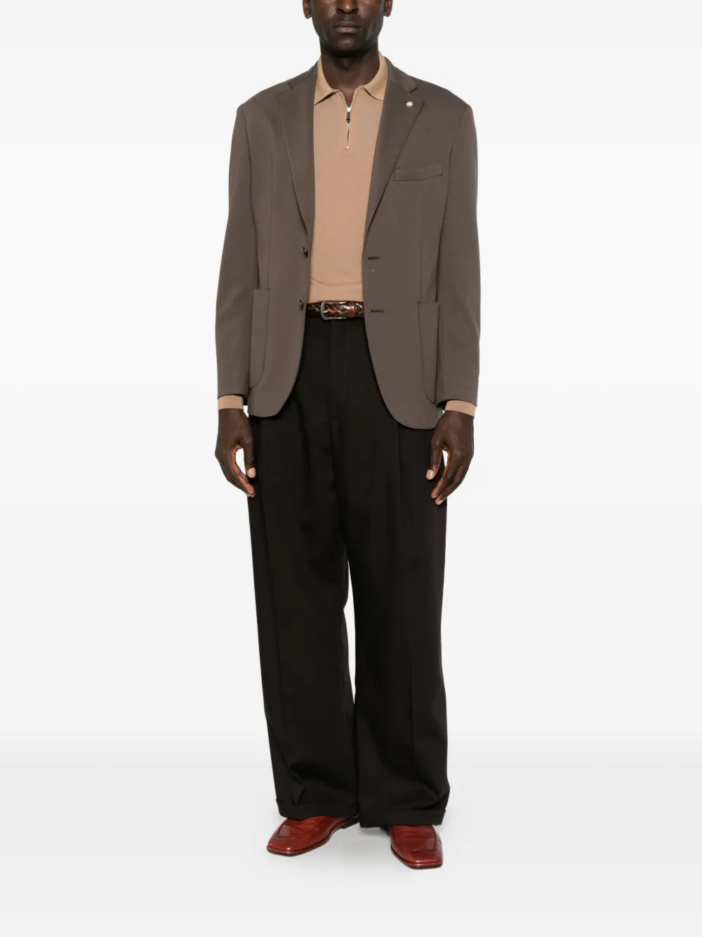 Drumohr Poloshirt met rits Bruin