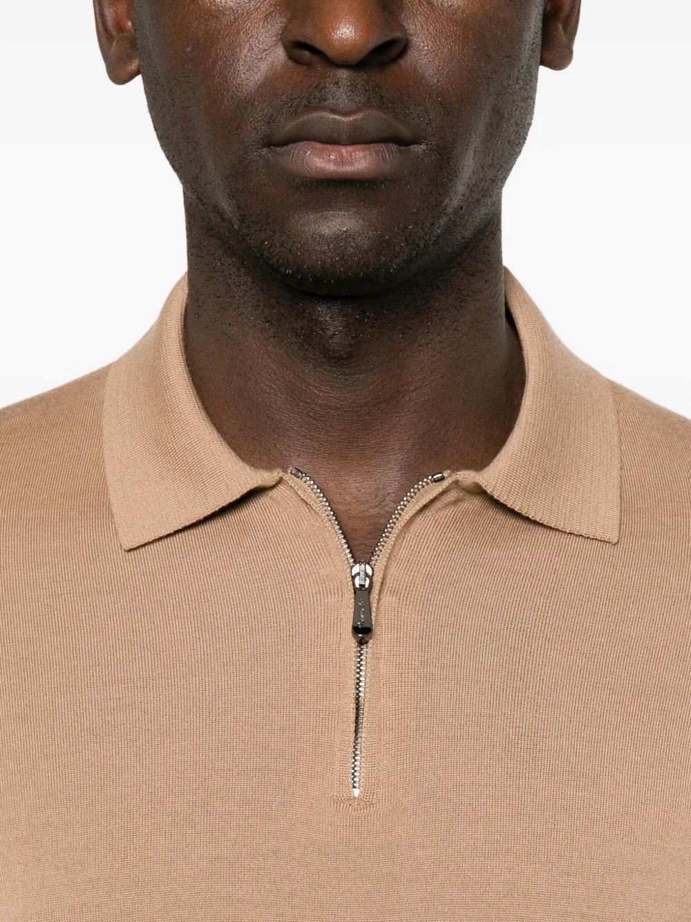 Drumohr Poloshirt met rits Bruin