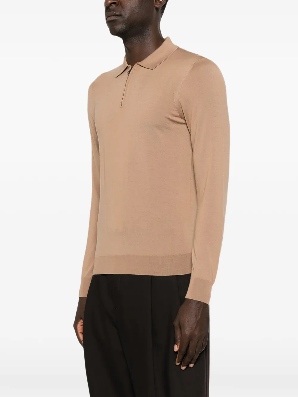 Drumohr Poloshirt met rits Bruin