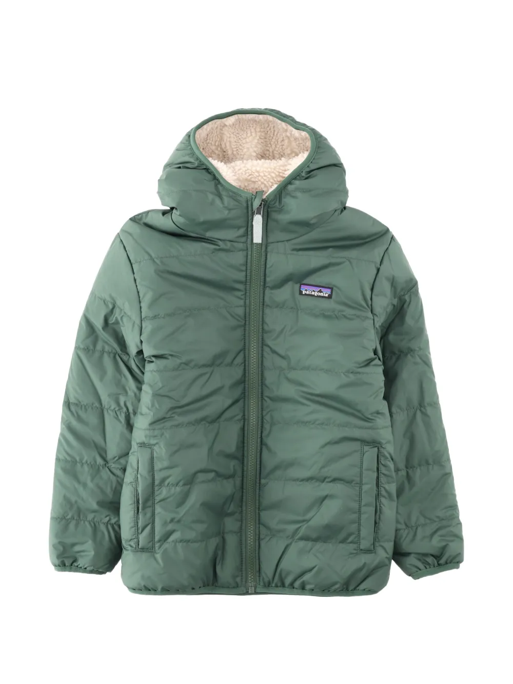 Patagonia Kids quilted hooded coat Groen