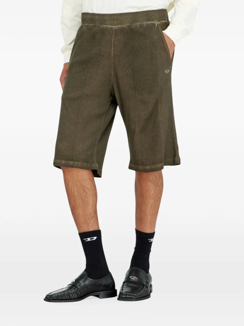 Diesel P-ier jacquard-rib shorts Groen