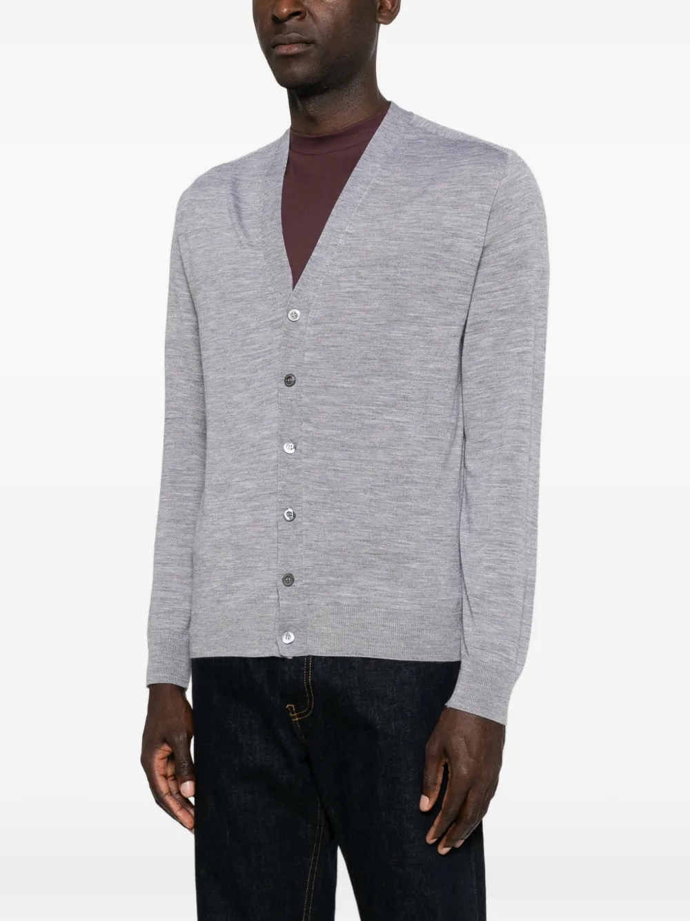Canali Fijngebreid vest Grijs