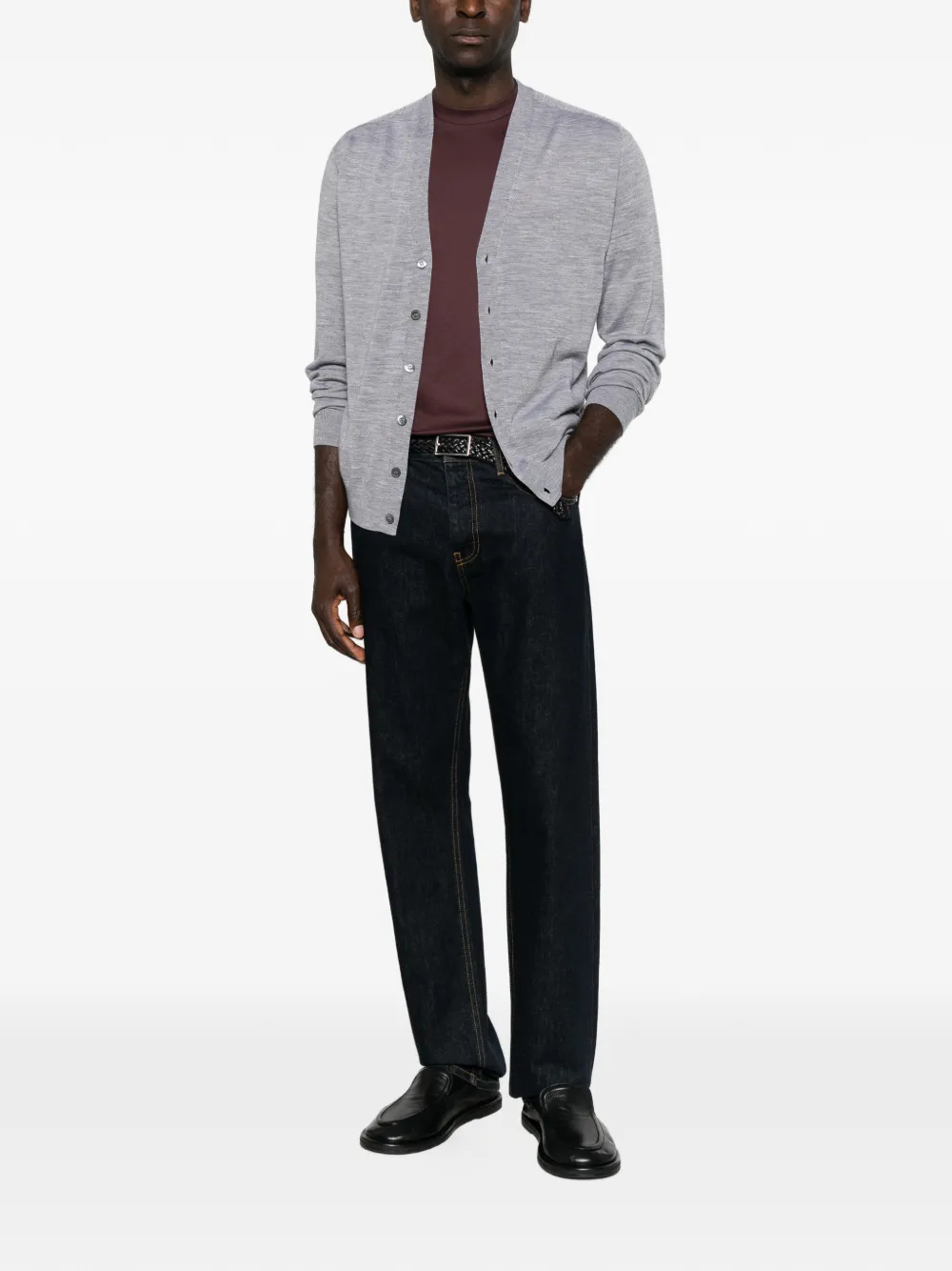Canali Fijngebreid vest Grijs
