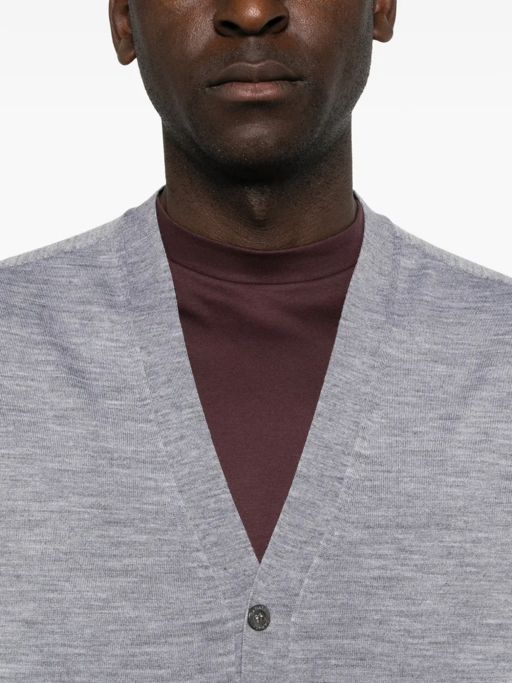 Canali Fijngebreid vest Grijs