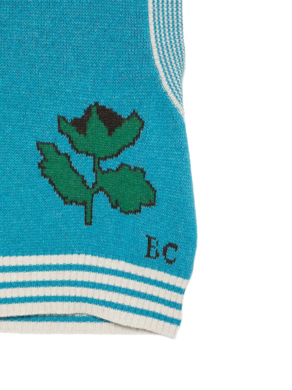 Bobo Choses Top met gestreepte afwerking en bloemen-intarsia Blauw