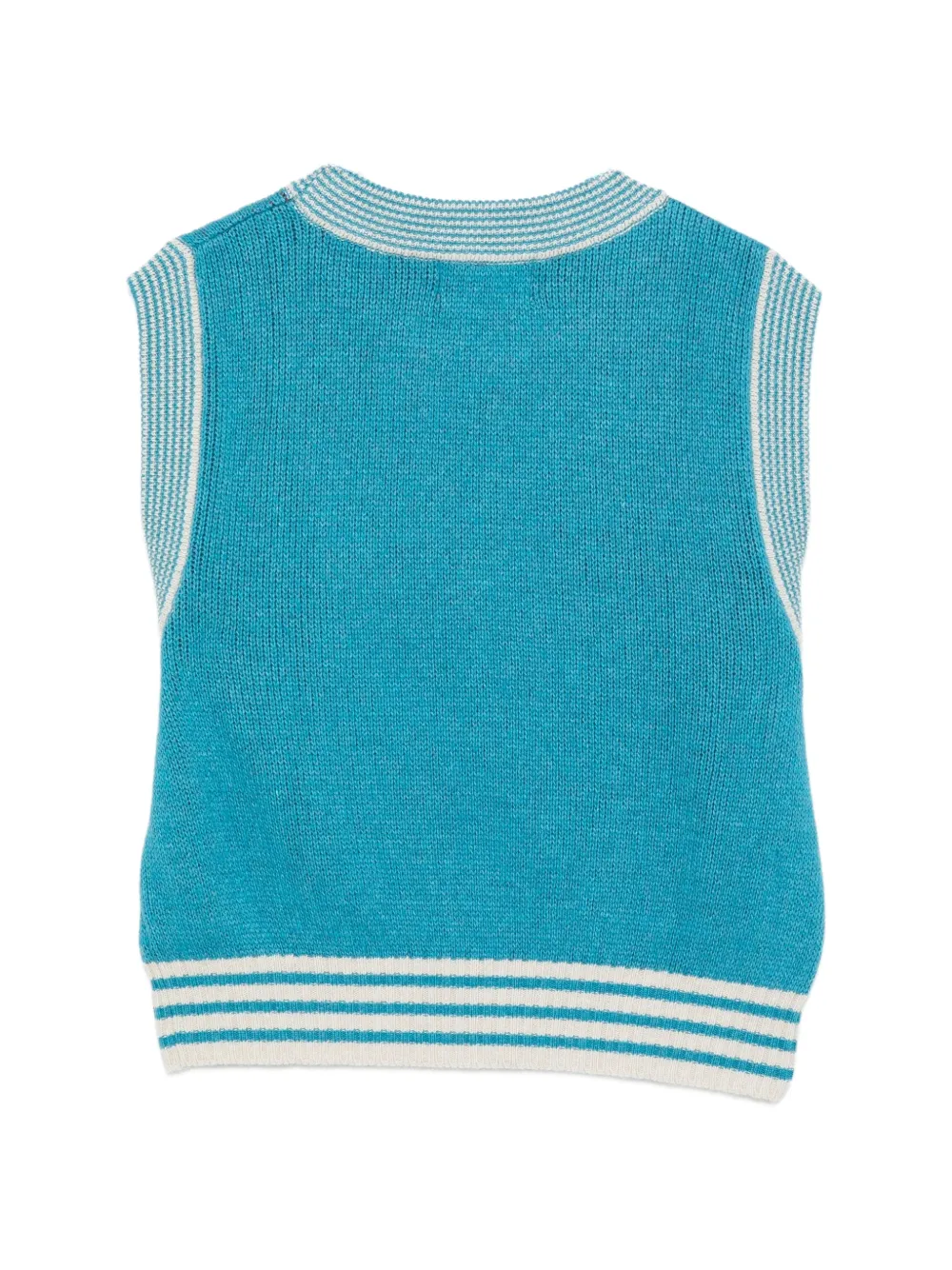 Bobo Choses Top met gestreepte afwerking en bloemen-intarsia Blauw