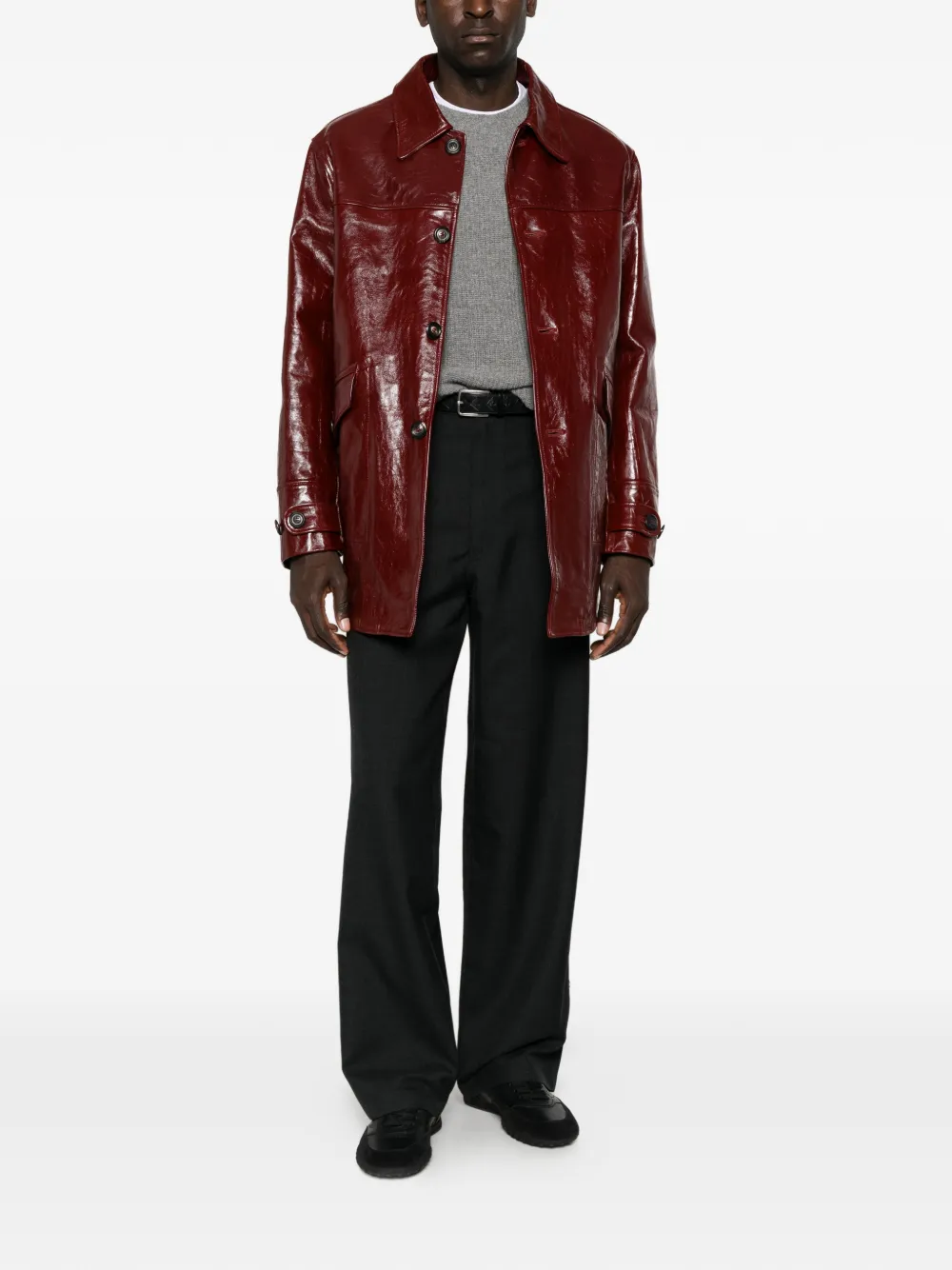 Prada logo-plaque wide-leg trousers Zwart