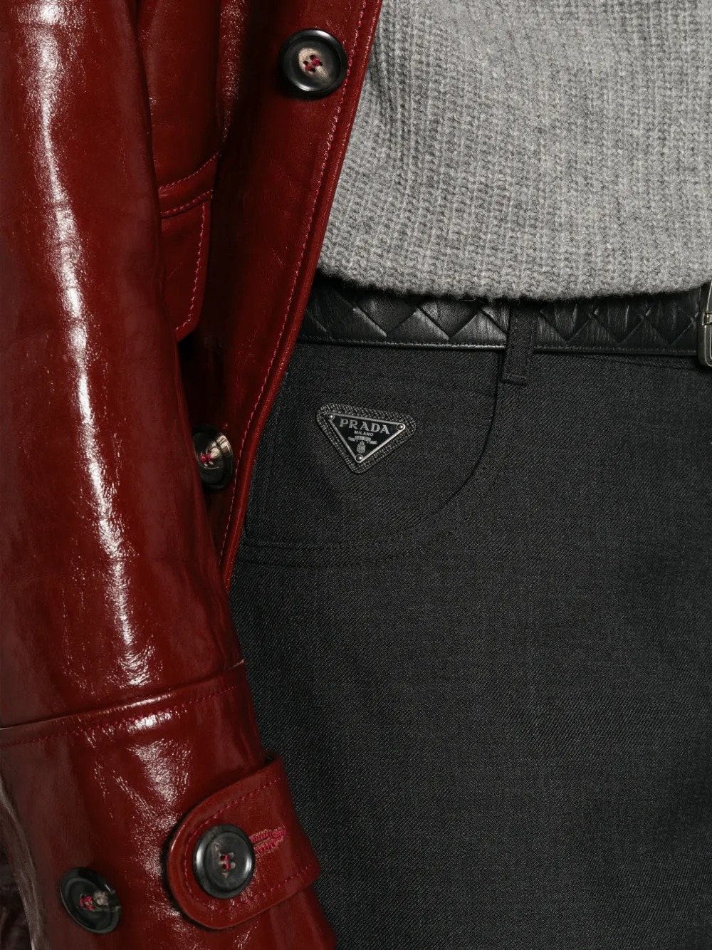 Prada logo-plaque wide-leg trousers Zwart