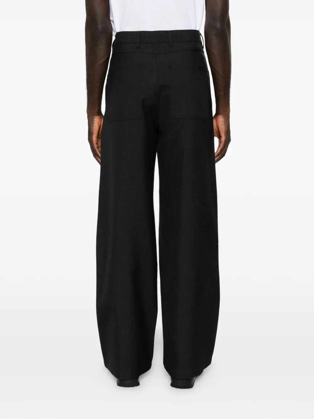 Prada logo-plaque wide-leg trousers Zwart